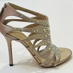 Gucci gold/tan sandals with crystals.  Authentic